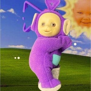 Teletubbies Tinky Winky Clip On Carabiner Purple 5" Happy Meal Key Chain Toy